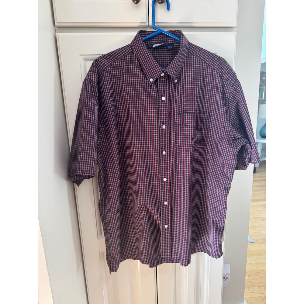 Vintage Preteur Mens XL Plaid Button Up Short Sleeve Shirt Casual
